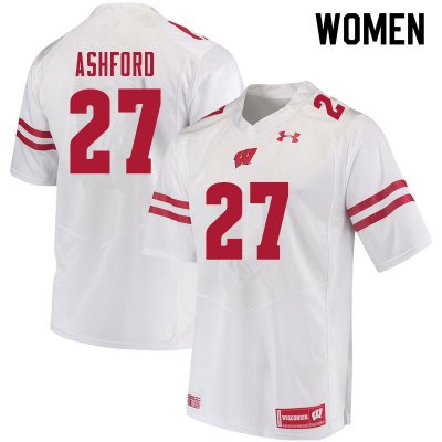 Women's Wisconsin Badgers NCAA #27 Al Ashford White Authentic Under Armour Stitched College Football Jersey CK31N41GR